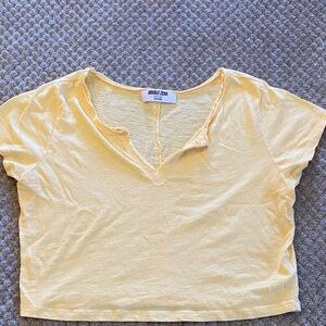 Double Zero Light Yellow Crop Top